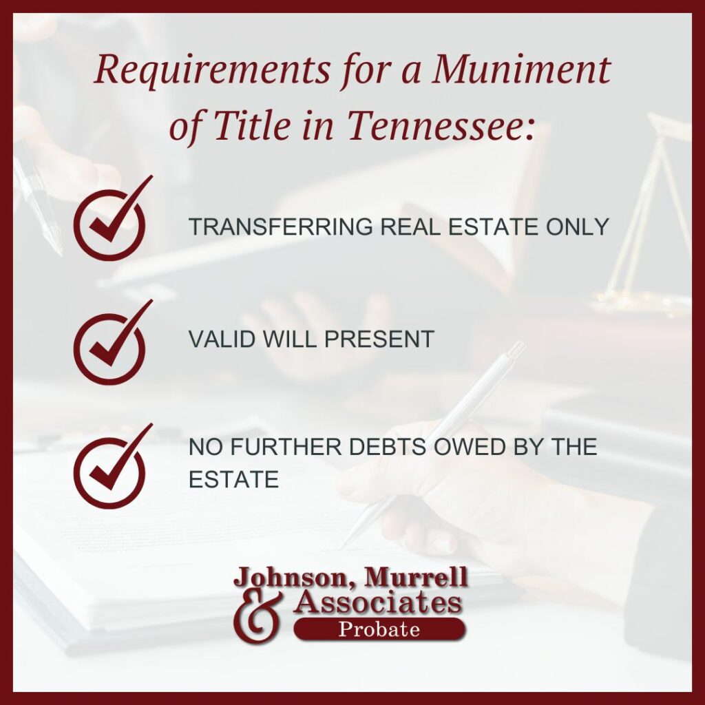 Chart explaining the muniment of title property probate process in Tennessee